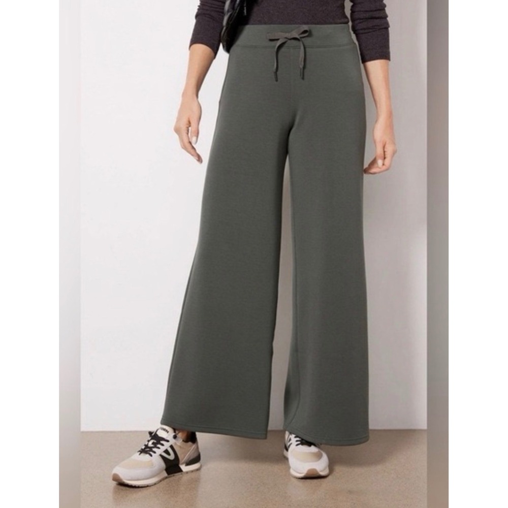 Spanx Womens AirEssentials Wide Leg Dark Green Palm Loungewear Pants Size 2X
